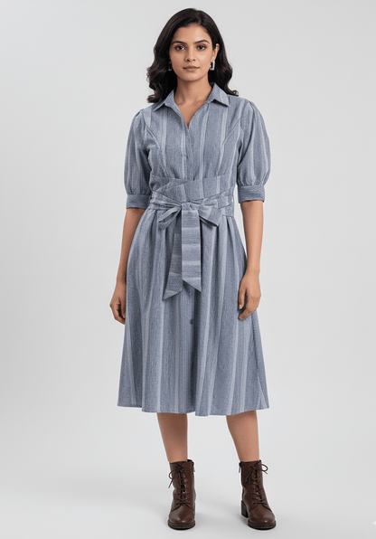 Azure Serenity Cotton Dress– Comfortable & Stylish Women’s Wear – Womens Dress on Brown Living™. SKU: D01001_M. Img 6.