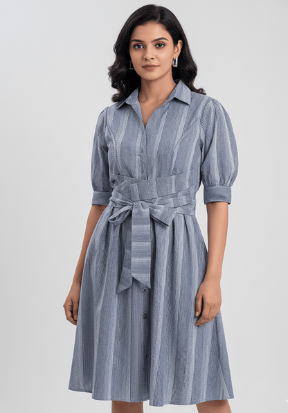 Azure Serenity Cotton Dress– Comfortable & Stylish Women’s Wear – Womens Dress on Brown Living™. SKU: D01001. Img 2.