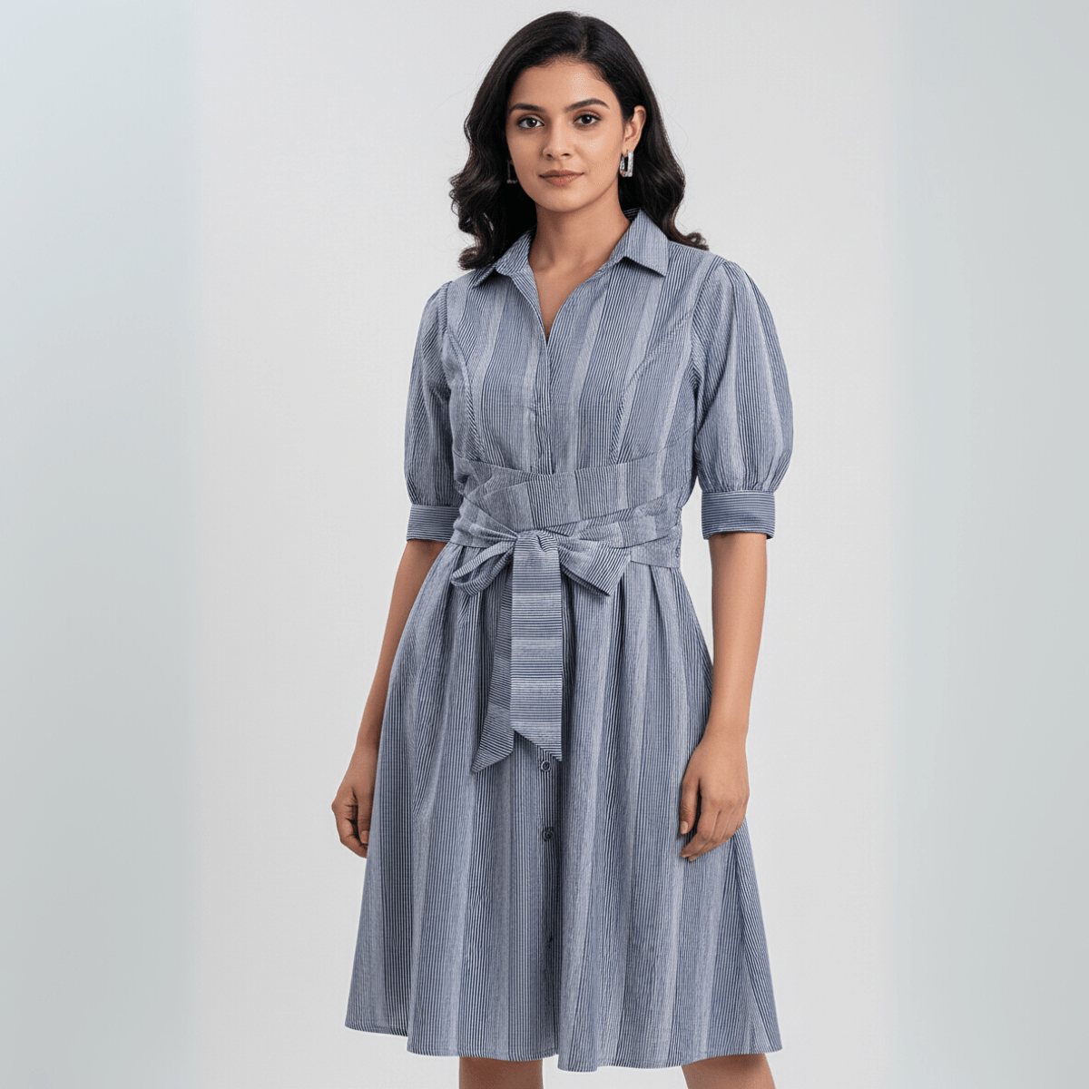 Azure Serenity Cotton Dress– Comfortable & Stylish Women’s Wear – Womens Dress on Brown Living™. SKU: D01001. Img 1.