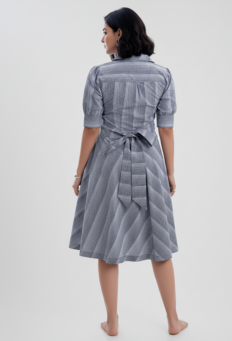 Azure Serenity Cotton Dress– Comfortable & Stylish Women’s Wear – Womens Dress on Brown Living™. SKU: D01001. Img 3.