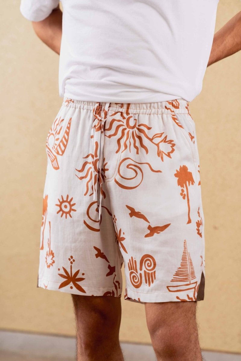 Azure Shorts - Print - Hemp Tencel | Verified Sustainable by Brown Living™