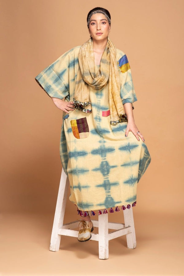 Baag Bahar Handwoven Khadi Organic Cotton Cowl Dress | Verified Sustainable Womens Dress on Brown Living™