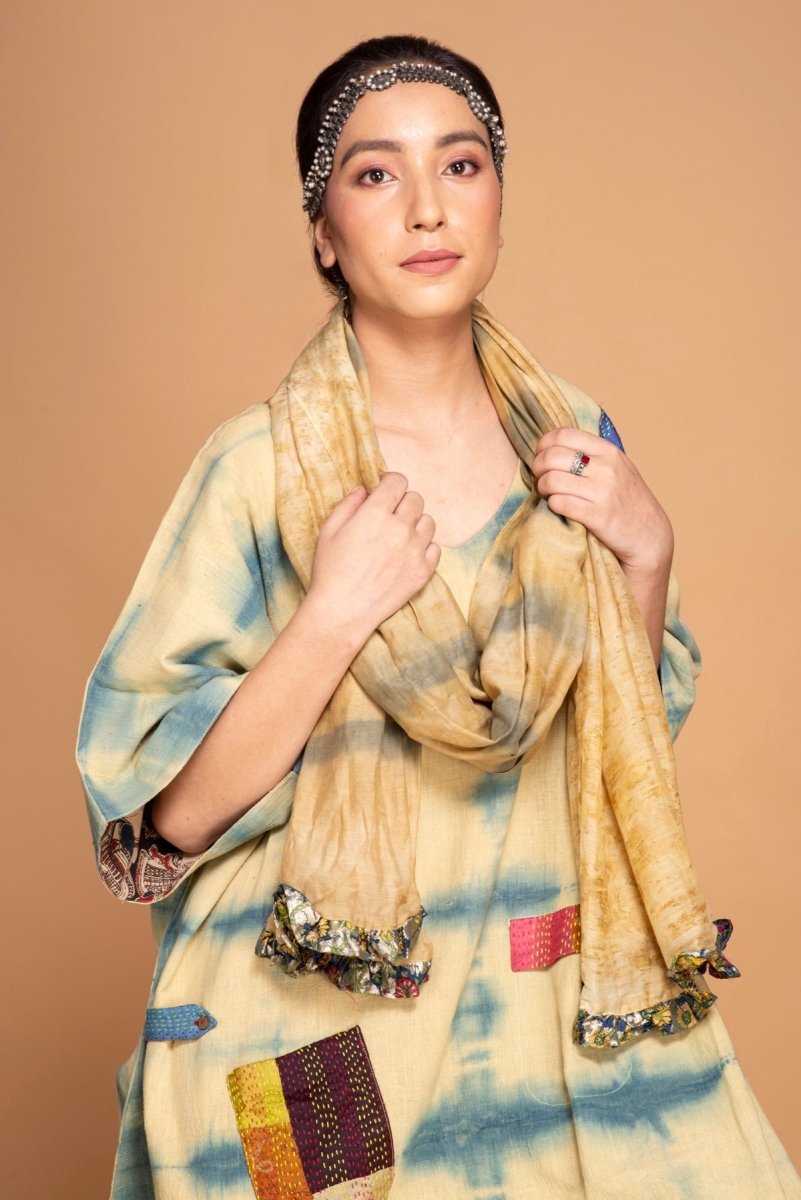 Baag Bahar Handwoven Khadi Organic Cotton Cowl Dress | Verified Sustainable by Brown Living™