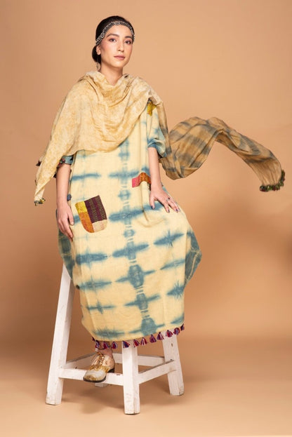 Baag Bahar Handwoven Khadi Organic Cotton Cowl Dress | Verified Sustainable by Brown Living™