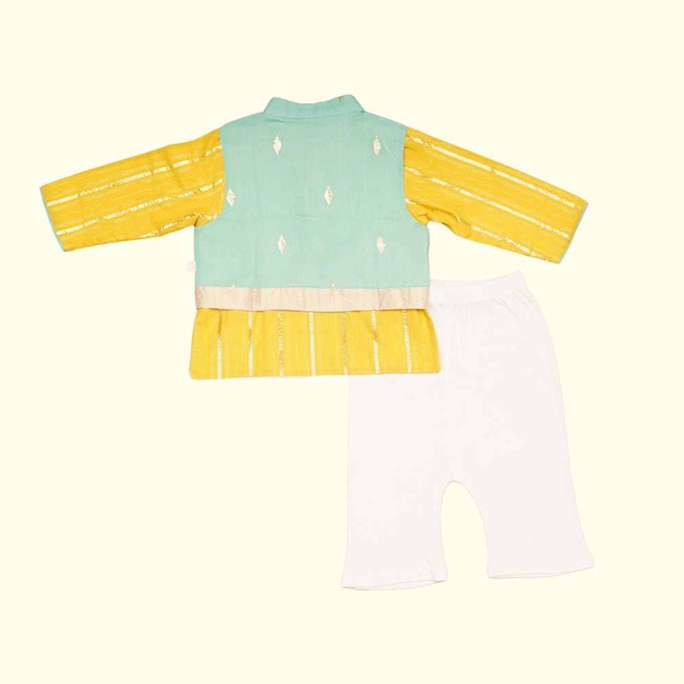 Baby Boy Cotton Kurta, Bundi & Pant Set - Ambar | Verified Sustainable by Brown Living™