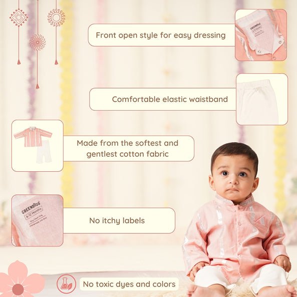 Baby Boy Cotton Sherwani & Pant Set - Shubh | Verified Sustainable Kids Ethnic Sets on Brown Living™