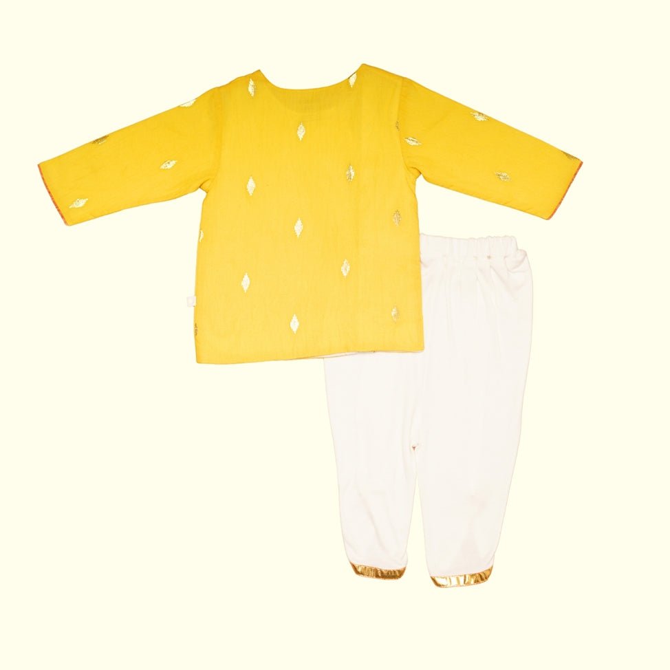 Baby Boy Cotton Short Kurta & Dhoti Pant Set - Deepam | Verified Sustainable by Brown Living™