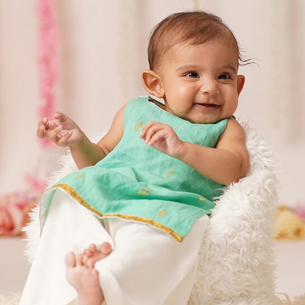 Baby Girl Cotton Kurta & Pant Set - Rohini | Verified Sustainable by Brown Living™