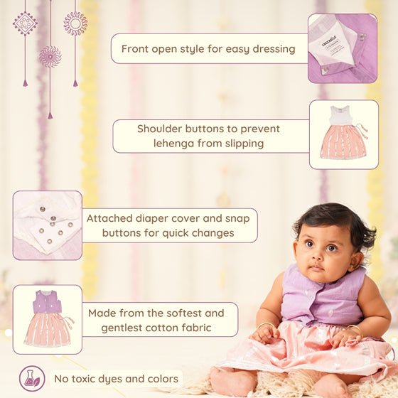 Baby Girl Cotton Lehenga Choli - Chandani | Verified Sustainable by Brown Living™