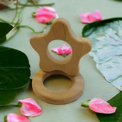 Baby Gum Soothing Neem Wooden Teethers – Flower & Circle Shapes – Baby Teethers & Soothers on Brown Living™. SKU: T_FLR-CRL. Img 3.