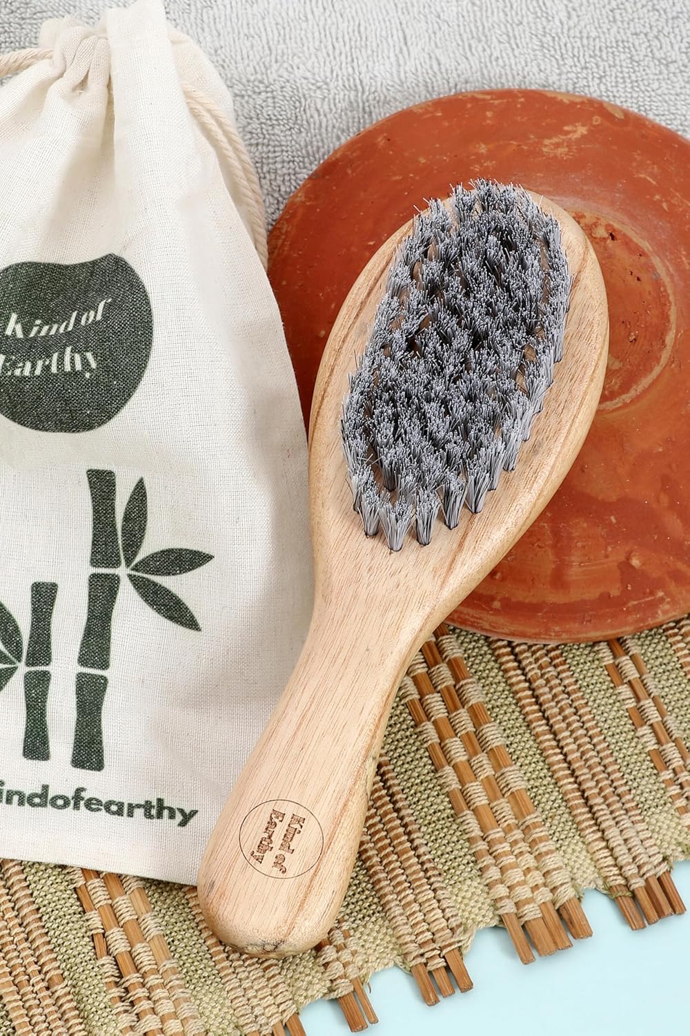 Baby Hair Brush for Infants – Natural Cradle Cap Gentle Brush – Hair Brush on Brown Living™. SKU: KOE019-TB. Img 1.