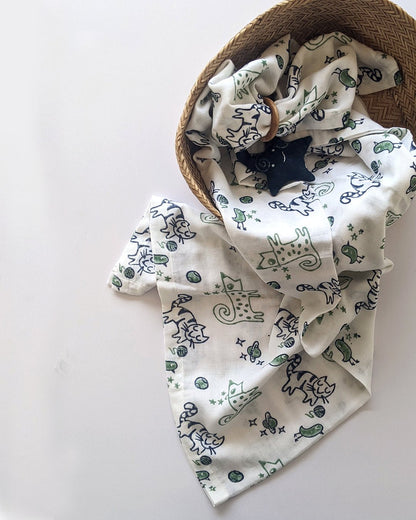 Baby Organic Cotton Swaddle Blanket – Baby Swaddle on Brown Living™. SKU: KOI - MNT - SWD. Img 5.