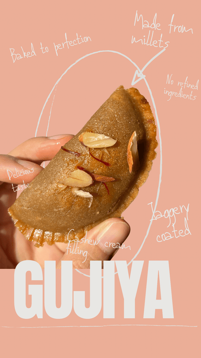 Baked Millet Gujia 5 Pcs | Vegan Gluten Free Sweet Snack – Healthy Snacks on Brown Living™. SKU: BMG. Img 3.