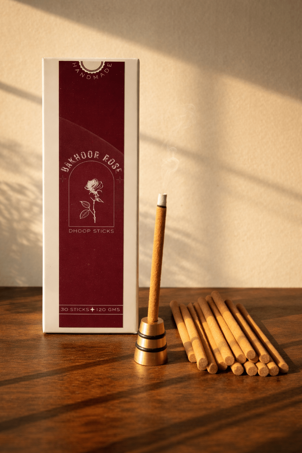 Bakhoor Rose Dhoop Sticks | Floral & Oriental Incense – Pooja Needs on Brown Living™. SKU: EMDS04_1. Img 1.