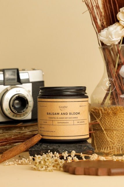 Balsam And Bloom Soy Wax Essential Oil Scented Candle – Candles & Fragrances on Brown Living™. SKU: CNDBB001. Img 1.