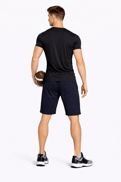 Bamboo Active Shorts For Men With Side Pockets – Mens Shorts on Brown Living™. SKU: M-KNEE-SHORT-BLK-M. Img 6.