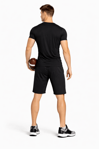 Bamboo Active Shorts For Men With Side Pockets – Mens Shorts on Brown Living™. SKU: M-KNEE-SHORT-BLK-M. Img 4.