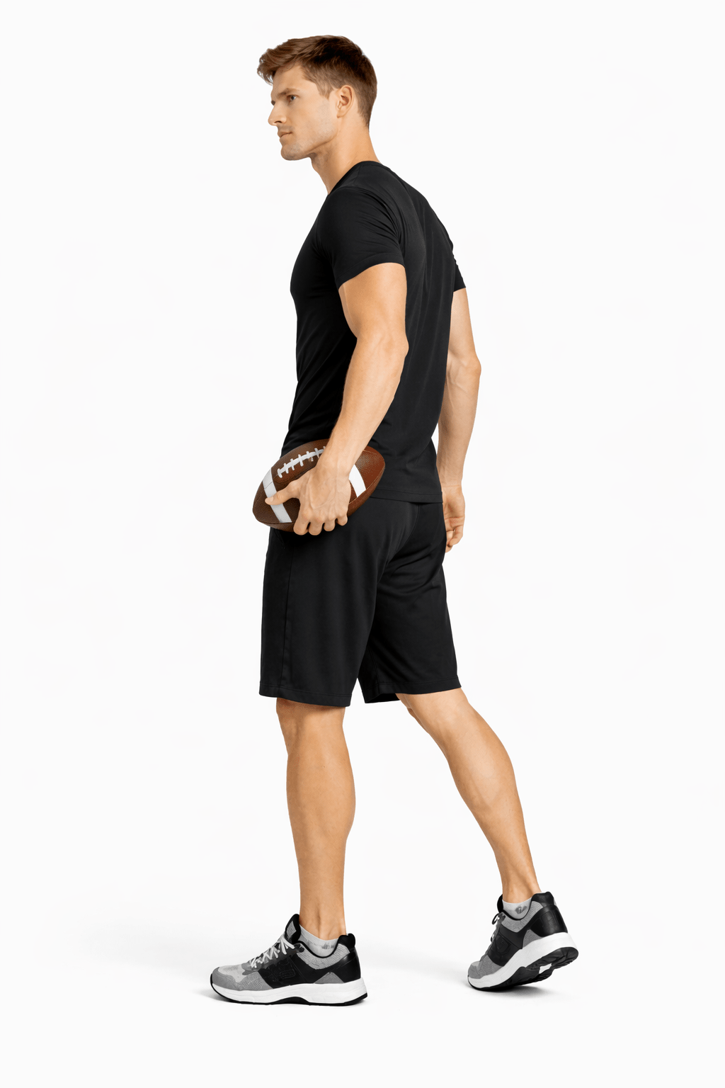 Bamboo Active Shorts For Men With Side Pockets – Mens Shorts on Brown Living™. SKU: M-KNEE-SHORT-BLK-M. Img 2.