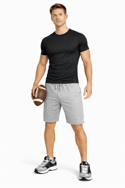 Bamboo Active Shorts For Men With Side Pockets – Mens Shorts on Brown Living™. SKU: M-KNEE-SHORT-GRAY-M. Img 13.