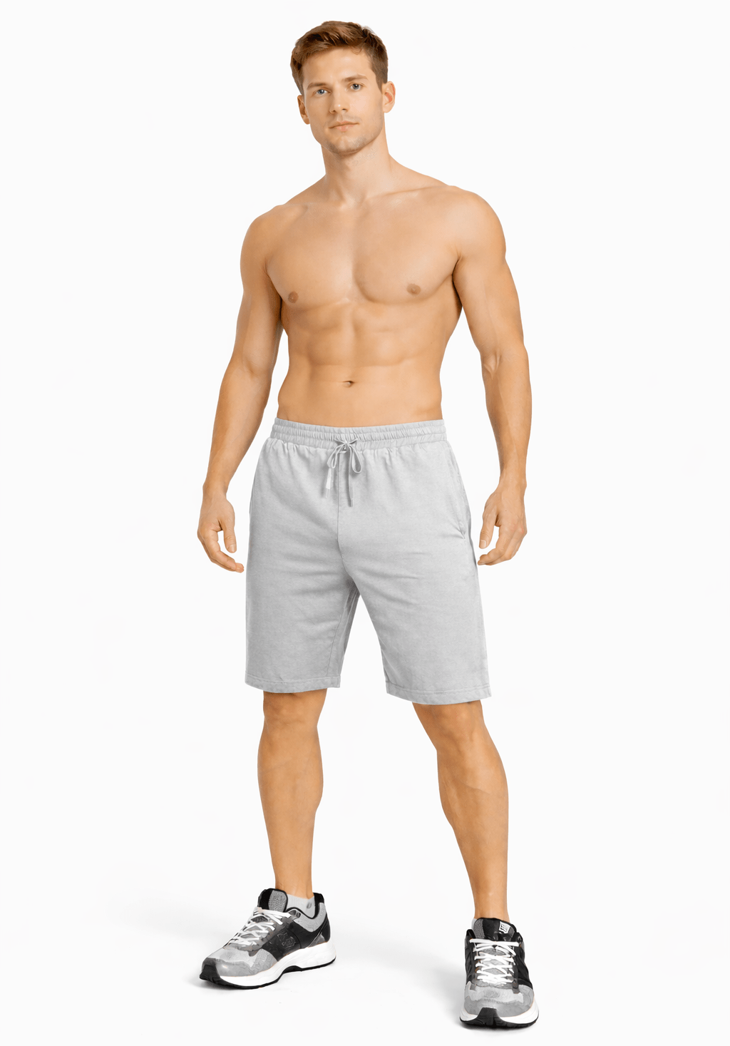 Bamboo Active Shorts For Men With Side Pockets – Mens Shorts on Brown Living™. SKU: M-KNEE-SHORT-GRAY-M. Img 14.