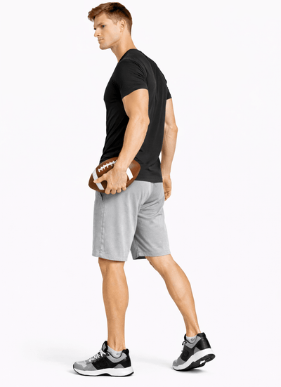 Bamboo Active Shorts For Men With Side Pockets – Mens Shorts on Brown Living™. SKU: M-KNEE-SHORT-NAVY-M. Img 12.