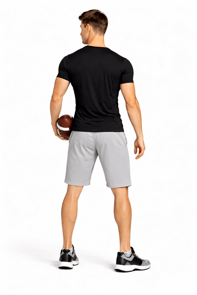Bamboo Active Shorts For Men With Side Pockets – Mens Shorts on Brown Living™. SKU: M-KNEE-SHORT-NAVY-M. Img 11.