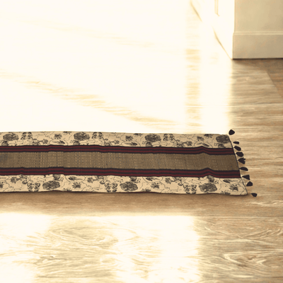 Bamboo Bed Mat Monochrome Jacquard Mystical Weave – Elegant Decor – Bed Linens on Brown Living™. SKU: SK-BDM-NBL-03-JBK. Img 2.