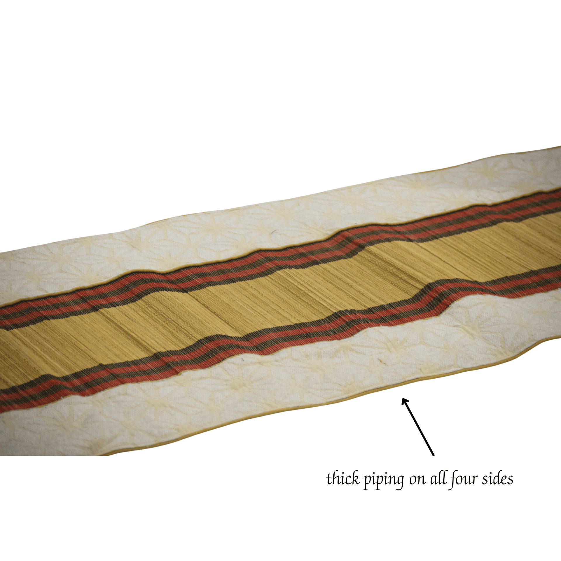 Bamboo Bed Mat Snowflake Weave with Muga Gold – Natural Comfort – Bed Linens on Brown Living™. SKU: SK-BDM-NBG-03-JBG. Img 6.