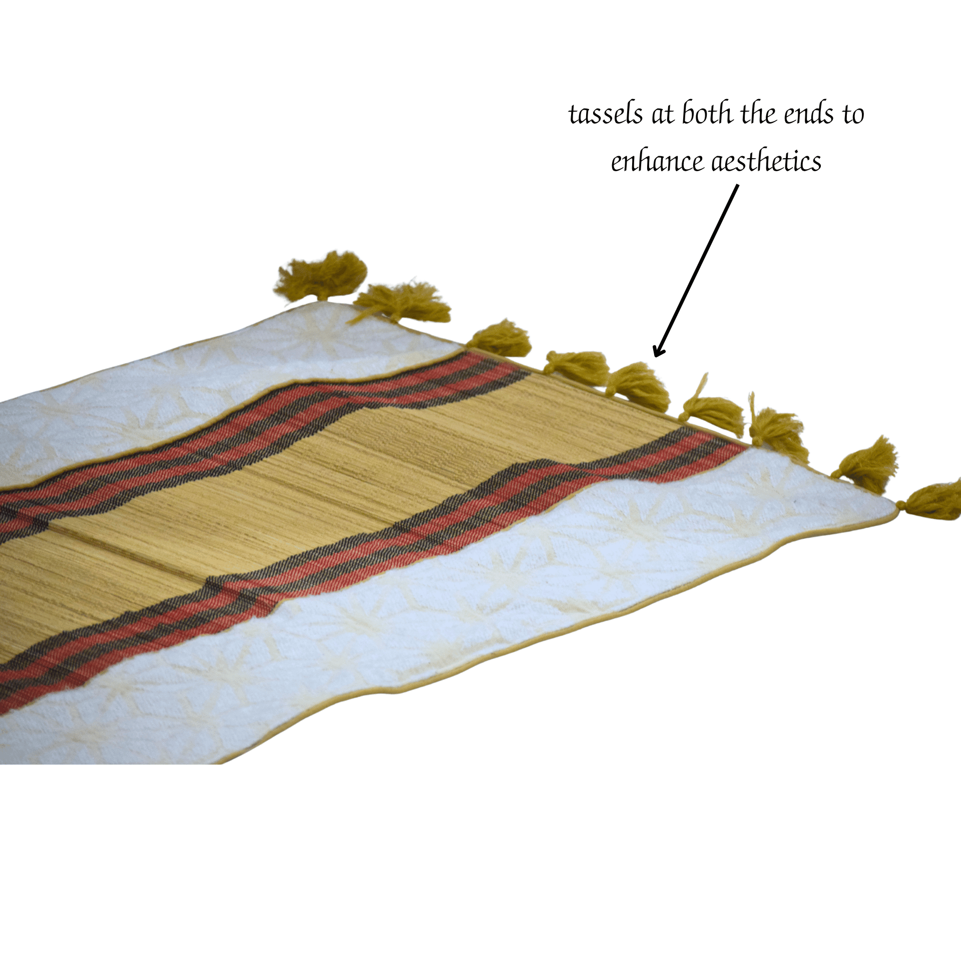 Bamboo Bed Mat Snowflake Weave with Muga Gold – Natural Comfort – Bed Linens on Brown Living™. SKU: SK-BDM-NBG-03-JBG. Img 5.