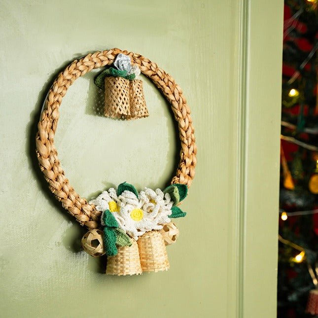 Bamboo Carol Wreath – Handcrafted Eco - Friendly Christmas Decor – Home Decor on Brown Living™. SKU: BMFDE-629. Img 1.