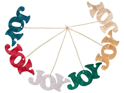 Bamboo Christmas Ornament "Joy" Hanging | Set of 6 (Assorted Colors) – Home Decor on Brown Living™. SKU: HG-792_Medium. Img 7.