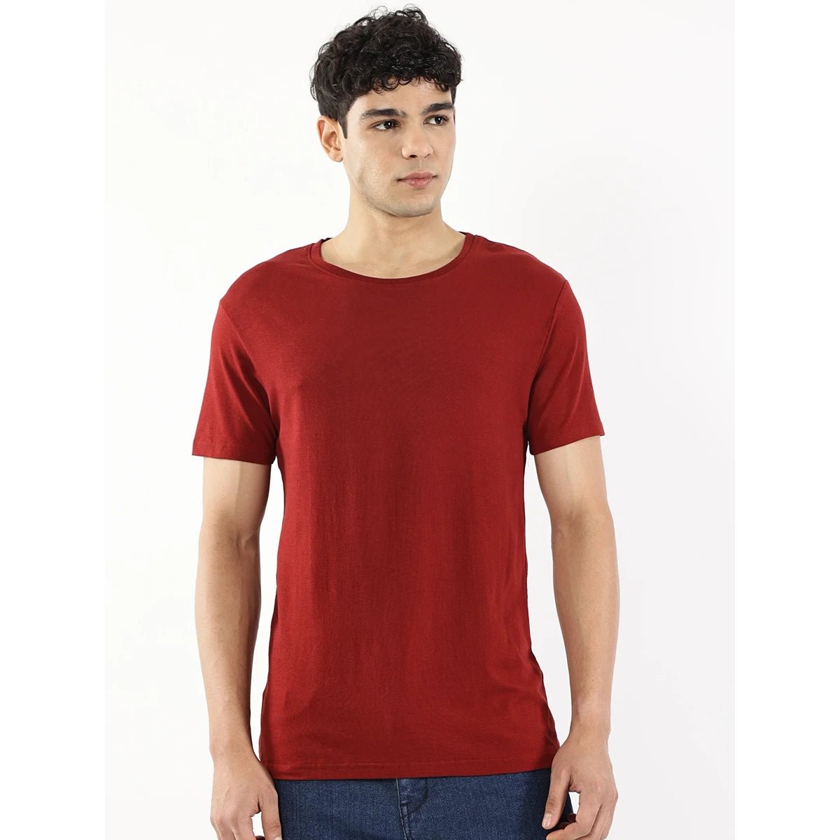 Bamboo Cotton Crew Neck Men's T-Shirt | Everyday Wear – Mens T-Shirt on Brown Living™. SKU: BCC-MRN-S. Img 2.