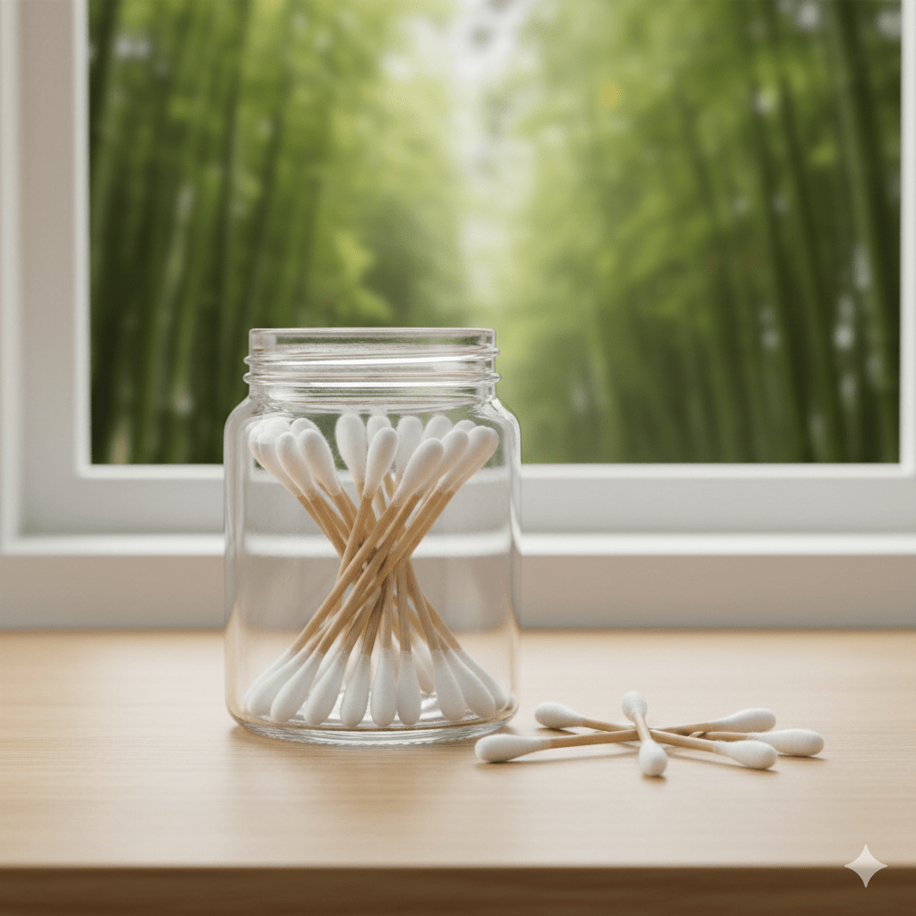 Bamboo Cotton Ear Swabs – Ear Buds on Brown Living™. SKU: 108-02272-OEP009_24BL6320a. Img 5.