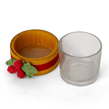 Bamboo & Crochet Holly Tea Light Holder | Handcrafted Christmas Decor – Home Decor on Brown Living™. SKU: TL-770. Img 8.