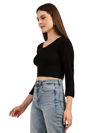 Bamboo Crop Top With Bell Sleeves Trendy Gen Z Fashion – Womens Top on Brown Living™. SKU: W-BELL-SLEEVE-TOP-NAVY-S. Img 8.