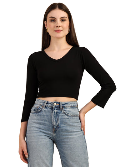 Bamboo Crop Top With Bell Sleeves Trendy Gen Z Fashion – Womens Top on Brown Living™. SKU: W-BELL-SLEEVE-TOP-NAVY-S. Img 6.