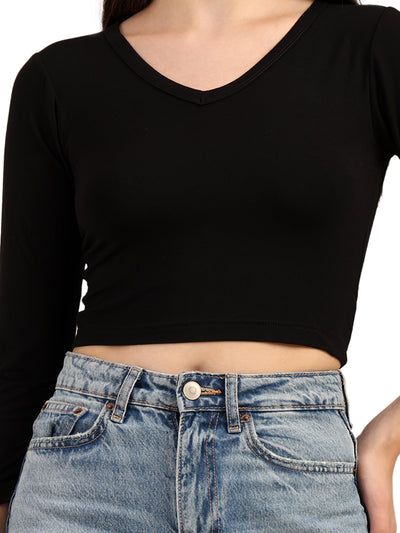 Bamboo Crop Top With Bell Sleeves Trendy Gen Z Fashion – Womens Top on Brown Living™. SKU: W-BELL-SLEEVE-TOP-NAVY-S. Img 7.