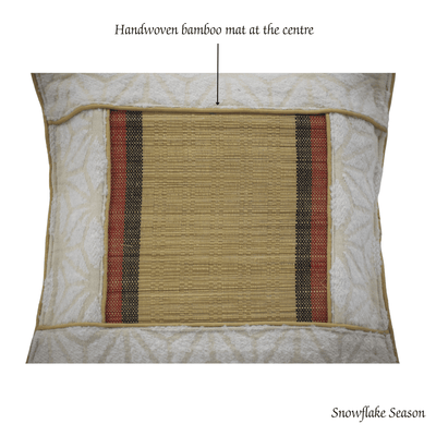 Bamboo Cushion Cover Snowflake Weave with Muga Gold – Elegant Decor – Covers & Inserts on Brown Living™. SKU: SK-BCC-NBG-01-JBG. Img 4.