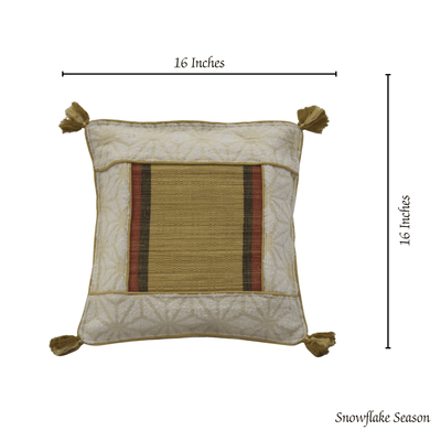 Bamboo Cushion Cover Snowflake Weave with Muga Gold – Elegant Decor – Covers & Inserts on Brown Living™. SKU: SK-BCC-NBG-01-JBG. Img 2.
