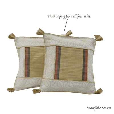 Bamboo Cushion Cover Snowflake Weave with Muga Gold – Elegant Decor – Covers & Inserts on Brown Living™. SKU: SK-BCC-NBG-01-JBG. Img 3.