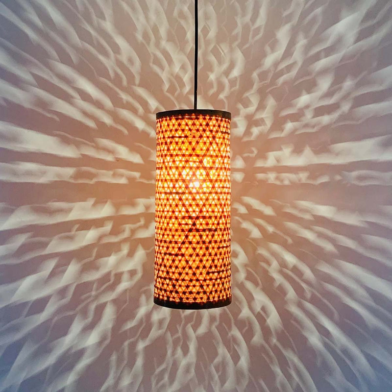 Bamboo Cylindrical Handmade Starnet Lamp | Verified Sustainable by Brown Living™