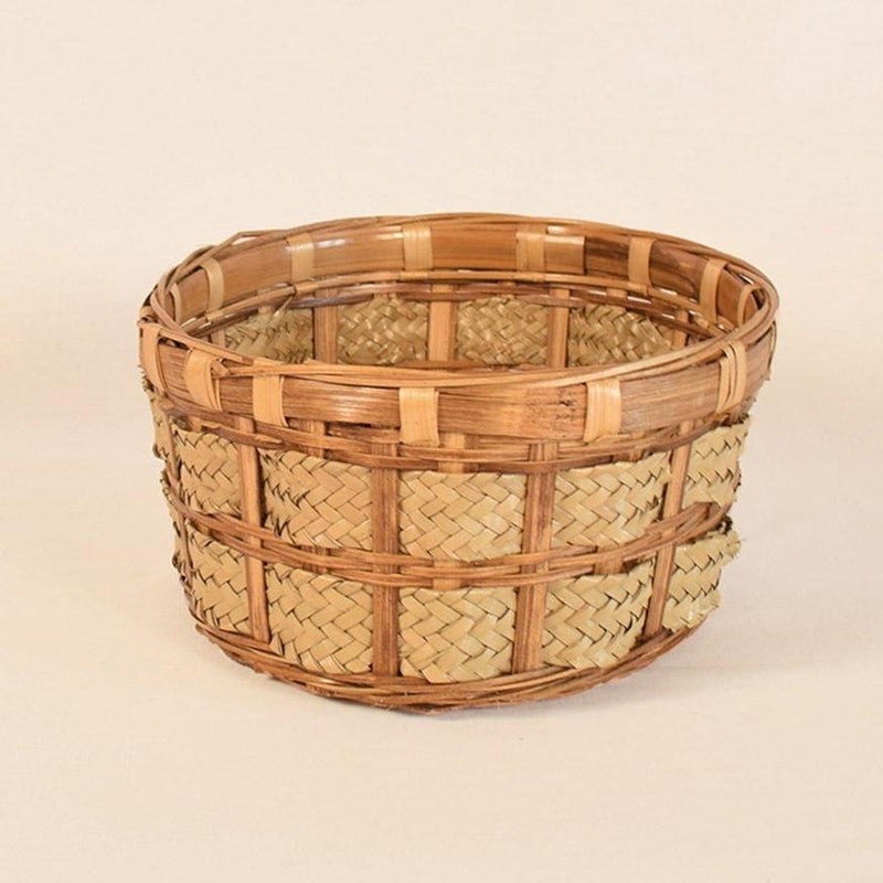 Bamboo & Date Palm Weave Bread Basket 14 Cm Height | Verified Sustainable by Brown Living™