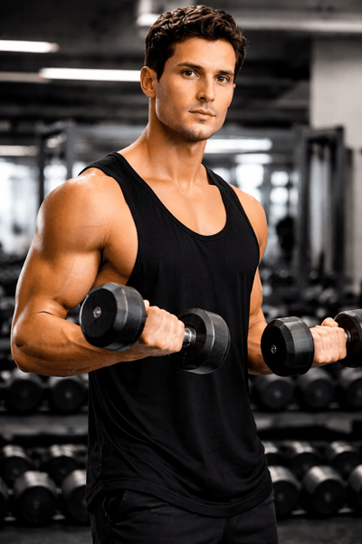 Bamboo Fabric Gen Z Gym Vest For Men Breathable Workout Tank – Mens Vest Coat on Brown Living™. SKU: M-LOSS-GYM-VEST-BLK-M. Img 4.