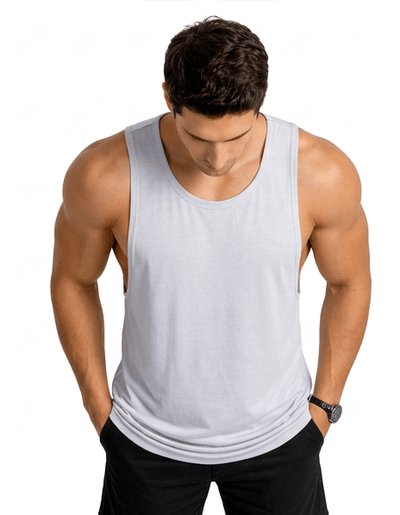 Bamboo Fabric Gen Z Gym Vest For Men Breathable Workout Tank – Mens Vest Coat on Brown Living™. SKU: M-LOSS-GYM-VEST-GRY-M. Img 14.