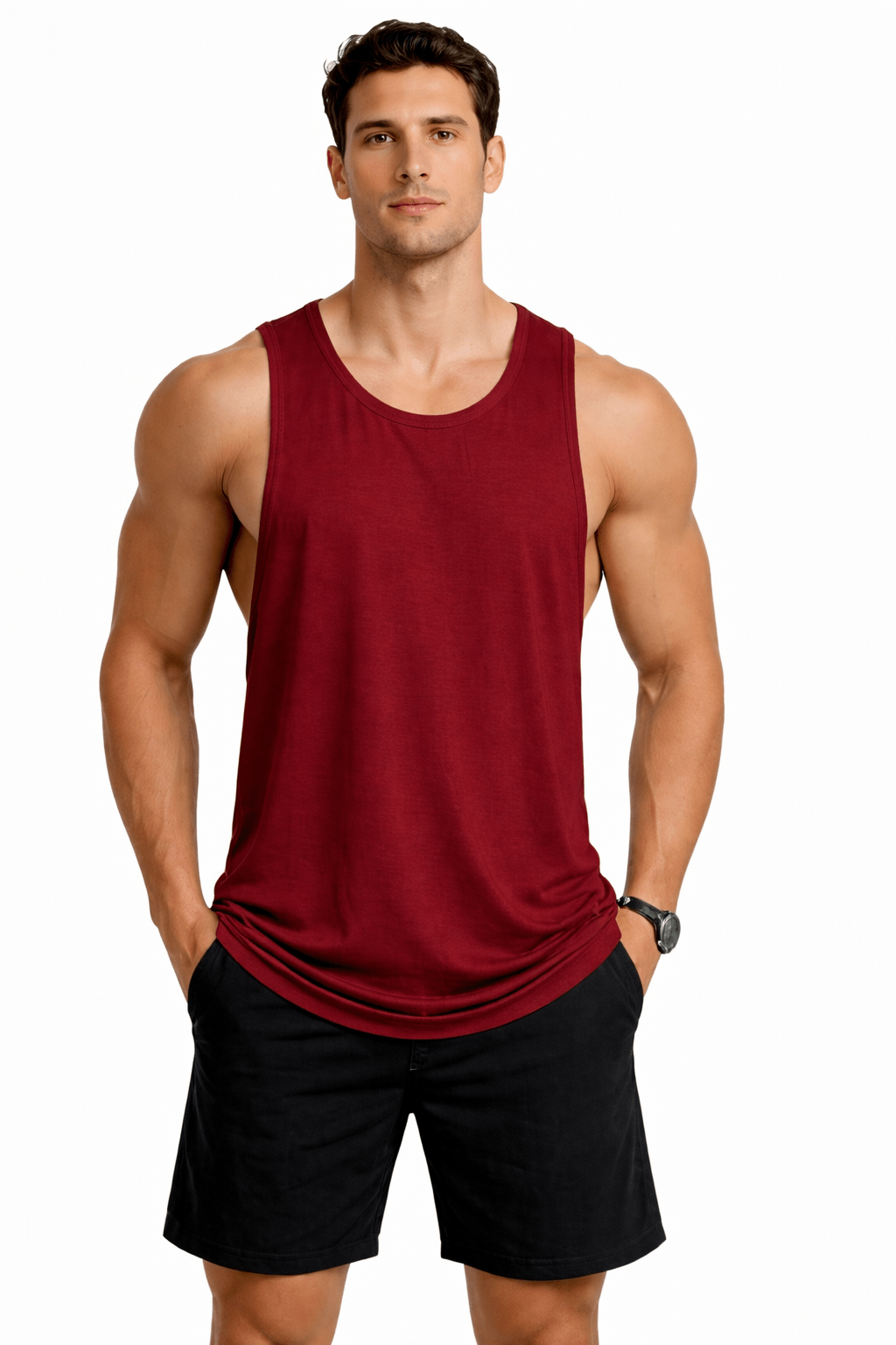 Bamboo Fabric Gen Z Gym Vest For Men Breathable Workout Tank – Mens Vest Coat on Brown Living™. SKU: M-LOSS-GYM-VEST-MRON-M. Img 23.