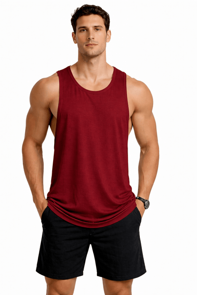 Bamboo Fabric Gen Z Gym Vest For Men Breathable Workout Tank – Mens Vest Coat on Brown Living™. SKU: M-LOSS-GYM-VEST-MRON-M. Img 23.