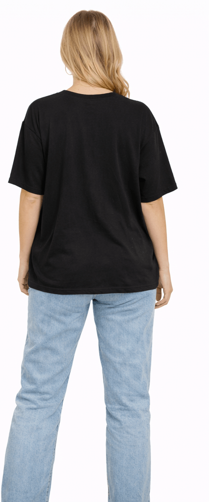 Bamboo Fabric Gen Z Oversized Printed T-Shirt – Soft Streetwear – Womens T-Shirt on Brown Living™. SKU: W-BE-DO-OVERSIZ-BLK-M. Img 14.