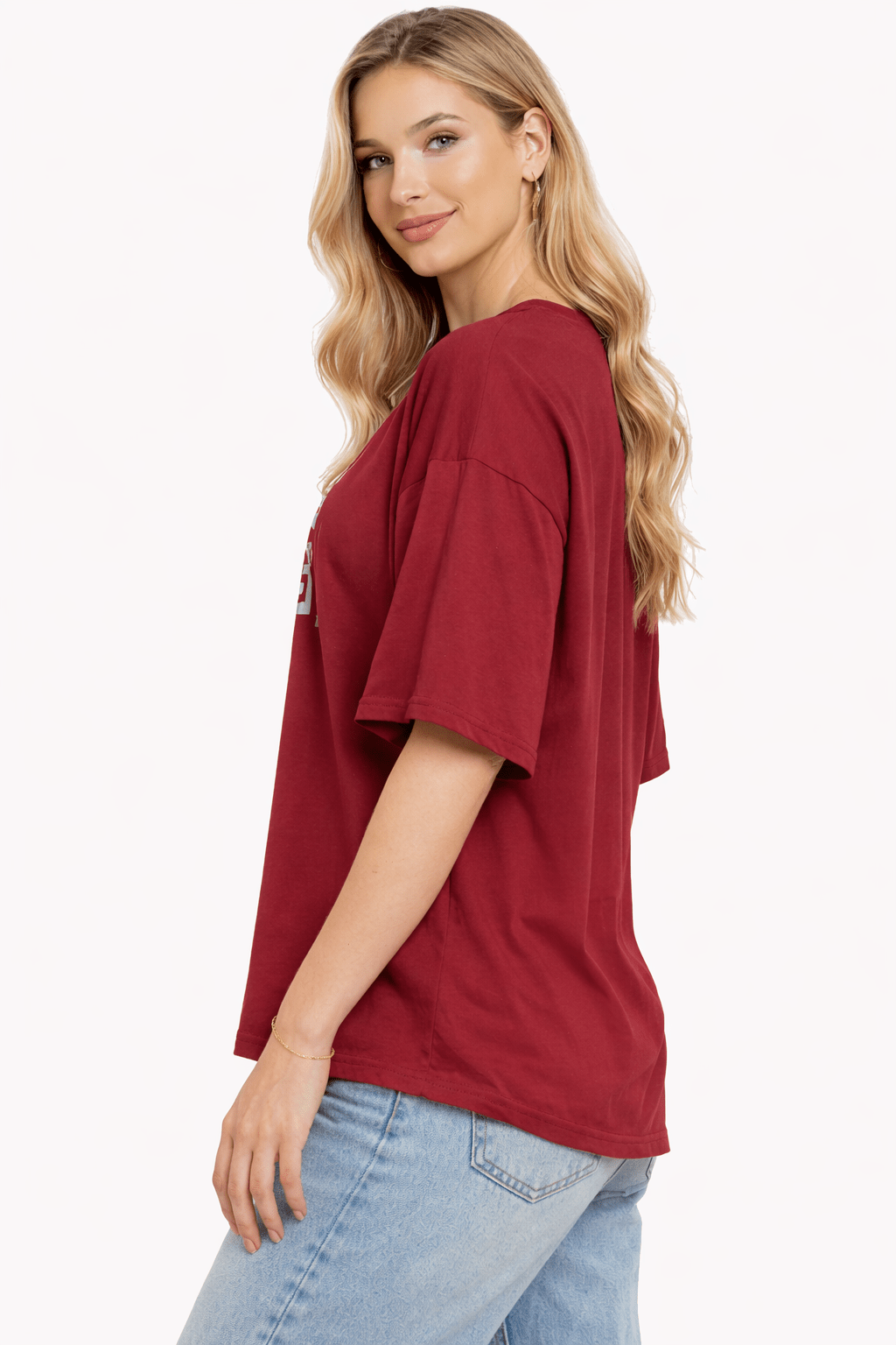 Bamboo Fabric Gen Z Oversized Printed T-Shirt – Soft Streetwear – Womens T-Shirt on Brown Living™. SKU: W-BORING-OVERSIZ-MRON-M. Img 3.