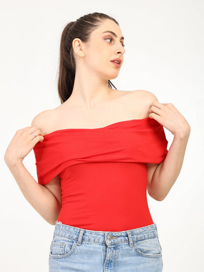 Bamboo Fabric Gen Z Tube Top For Women Strapless Crop Top – Womens Top on Brown Living™. SKU: W-DROP-SHOLDR-TOP-RED-S. Img 3.