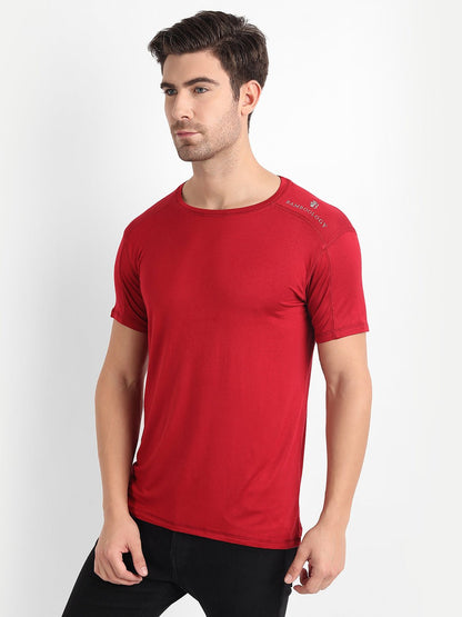 Bamboo Fabric T-Shirt for Men – Ultra Soft, Lightweight & Cool – Mens T-Shirt on Brown Living™. SKU: M-HALF-T-SHIRT-MRON-S. Img 12.